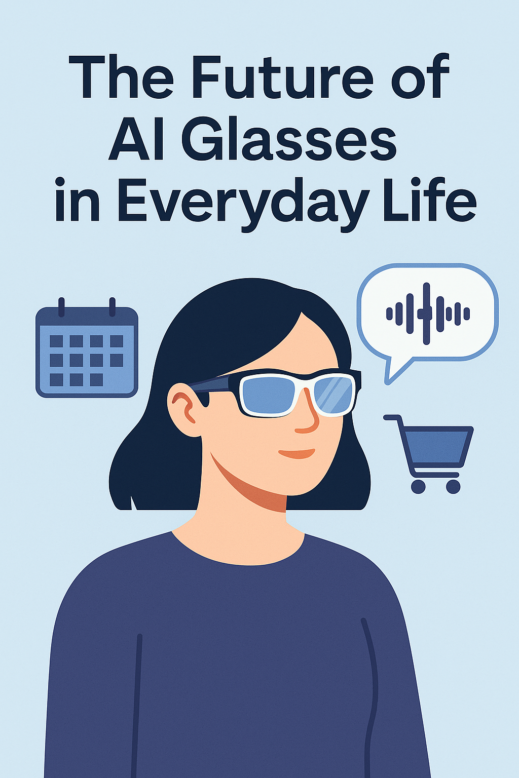 Futuristic blue AI smart glasses illustration with a global background, symbolizing worldwide adoption.